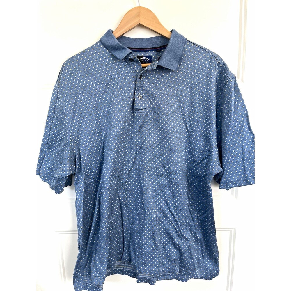 Vtg Callaway Golf Collection Polo Shirt Mens XXL Blue Mercerized Cotton Italy